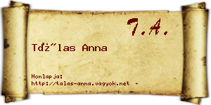 Tálas Anna névjegykártya